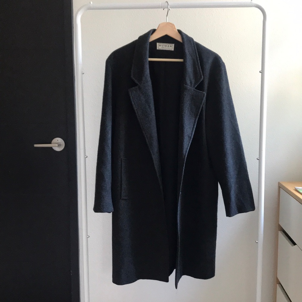 Dumas 100% wool charcoal long coat